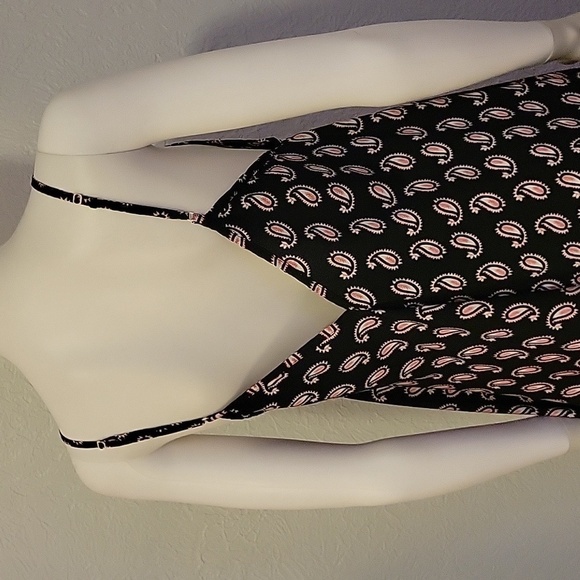 MAGIC 1990s Paisley Assymetric Handkerchief Sharkbite Spaghetti Strap Slip Dress - Picture 7 of 11